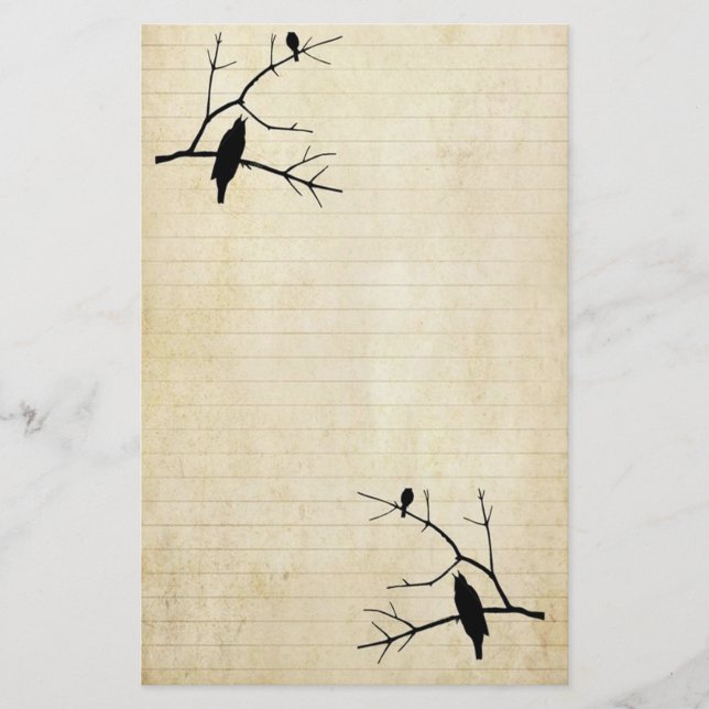 Papeterie Halloween Corbeau et Chouette vieux papier station (Devant)
