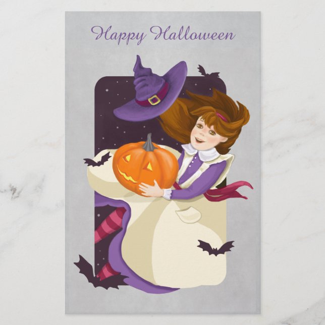 Papeterie Halloween mignonne sorcière avec Citrouille (Devant)