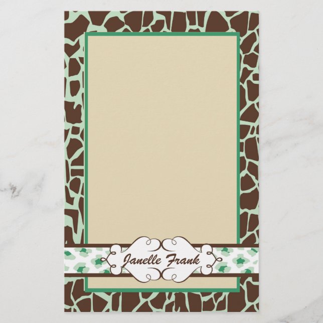 Papeterie Hanche et poster de animal chic : Vert (Devant)