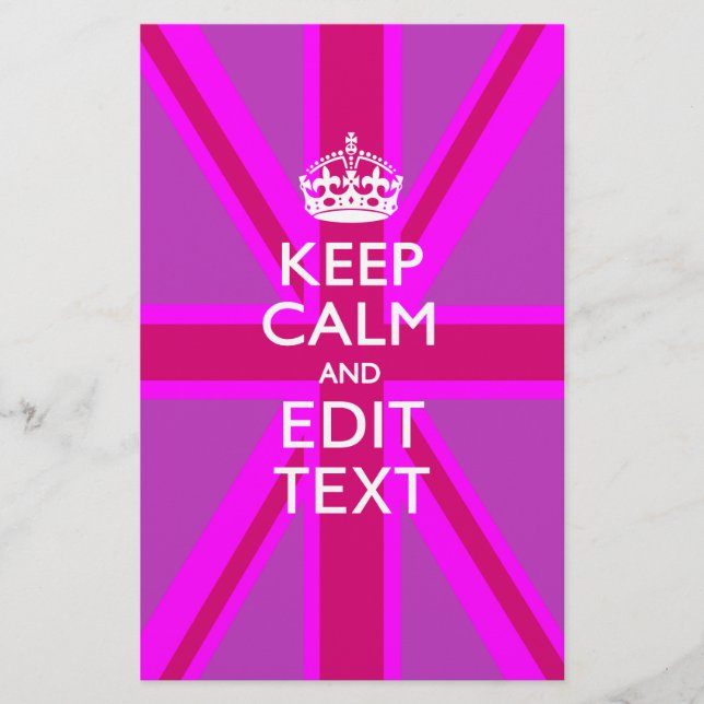 Papeterie Have Your Keep Calm Text on Pink Union Jack (Devant)