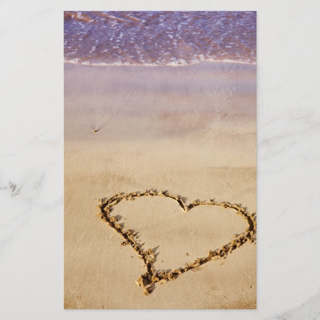 Papeterie Heart Sand Beach Ocean Romantique Valentine - Cust (Devant)