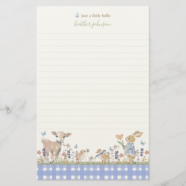 Papeterie Hearthlight Notes Printemps Doux Gingham de Prairi (Devant)