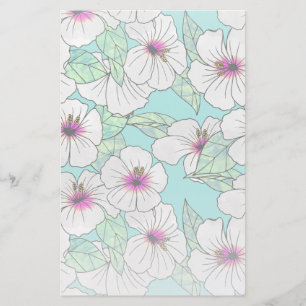 Papeterie Hibiscus tropical rose et blanc Motif floral