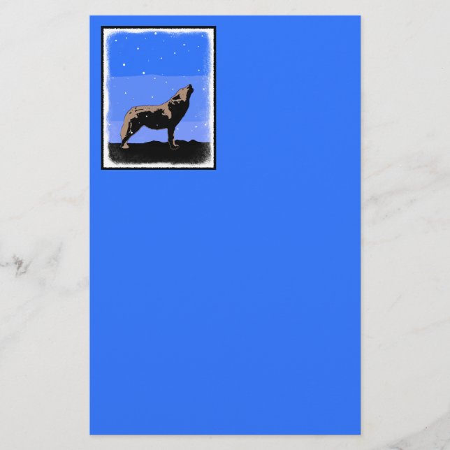 Papeterie Howling Wolf en hiver - Art faunique original (Devant)