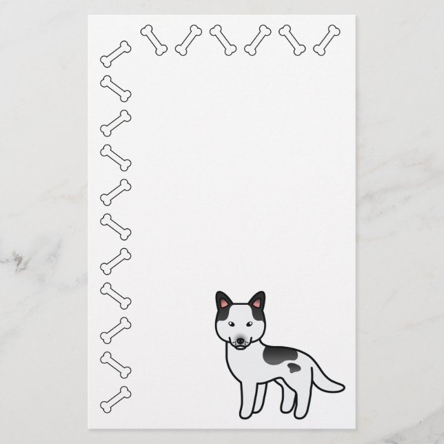 Papeterie Husky sibérien pie noir dessin animé (Devant)