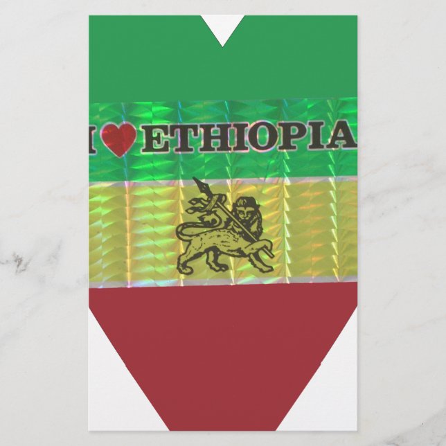 Papeterie I Love Heart Ethiopie : Drapeau Art Motif (Devant)