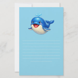 Papeterie Illustration de baleine mignonne aux grands yeux A