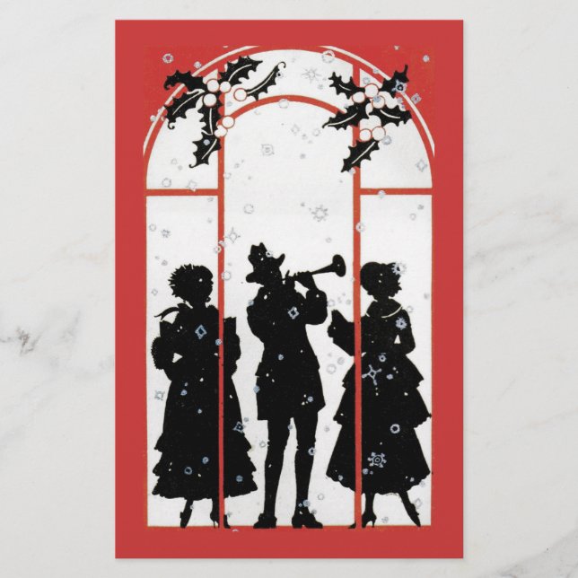 Papeterie Illustration de la silhouette des chanteurs de Noë (Devant)