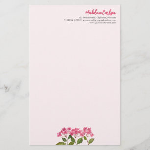 Papeterie Illustration d'hydrangeas roses en aquarelle