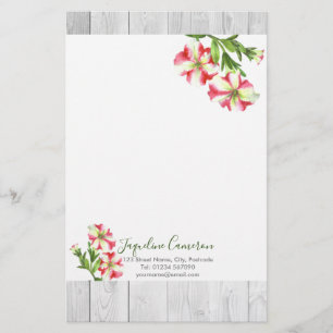 Papeterie Illustration du Pétunias rose et blanc d'aquarell