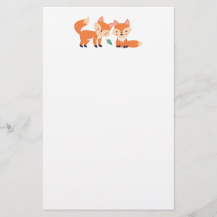 Papeterie Illustration graphique des renards orange mignons