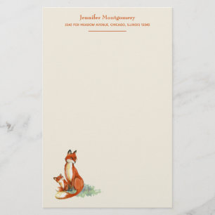 Papeterie Illustration personnalisée de l'aquarelle Fox et B