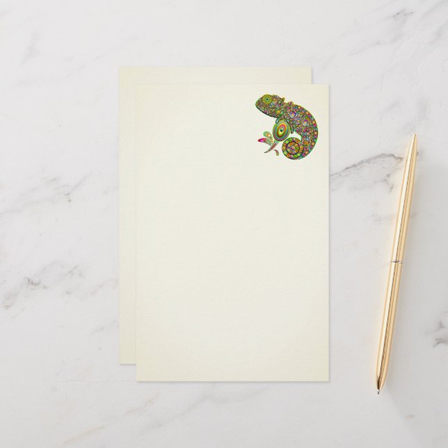 Papeterie Imaginaire psychédélique de Chameleon (Devant/Arrière en situation)