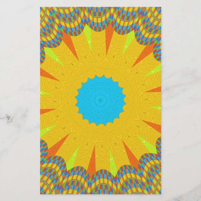 Papeterie Impression Cyan et Gold Mandala Art (Devant)
