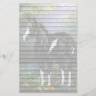 Papeterie Impression de cheval de peinture Overo noir et bla