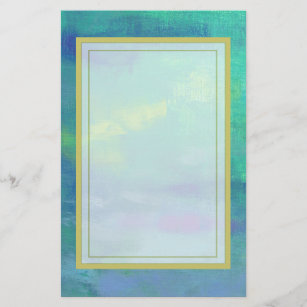 Papeterie Impressionniste gai Abstrait en vert et bleu