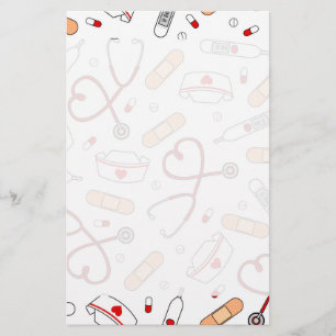 Papeterie Infirmière Amour Imprimer Arrière - plan blanc