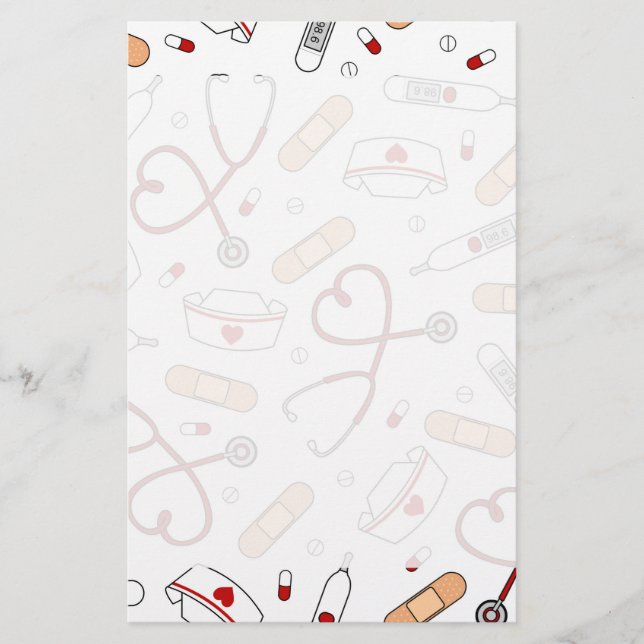 Papeterie Infirmière Amour Imprimer Arrière - plan blanc (Devant)