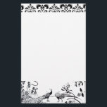 Papeterie INSÉPARABLES mariages noir blanc Peacocks Damask<br><div class="desc">Un design vintage élégant et classe par Bulgan Lumini</div>