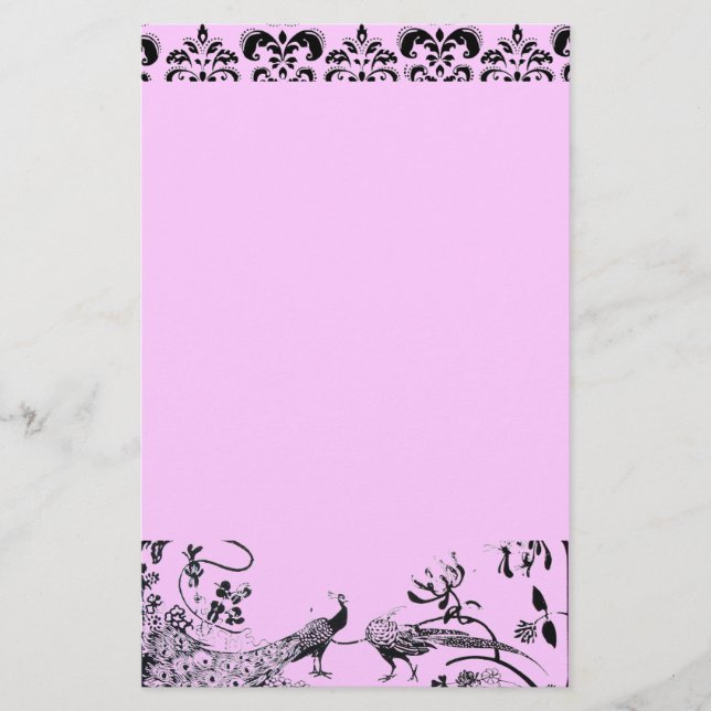 Papeterie INSÉPARABLES mariages noir et rose damask (Devant)