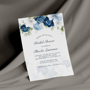Papeterie Invitation à la douche nuptiale Dusty Blue Floral