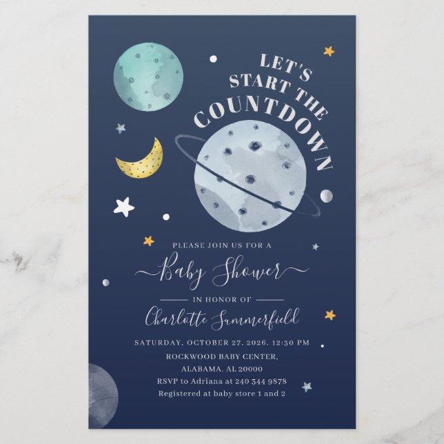 Papeterie Invitation de la planète spatiale baby shower (Devant)
