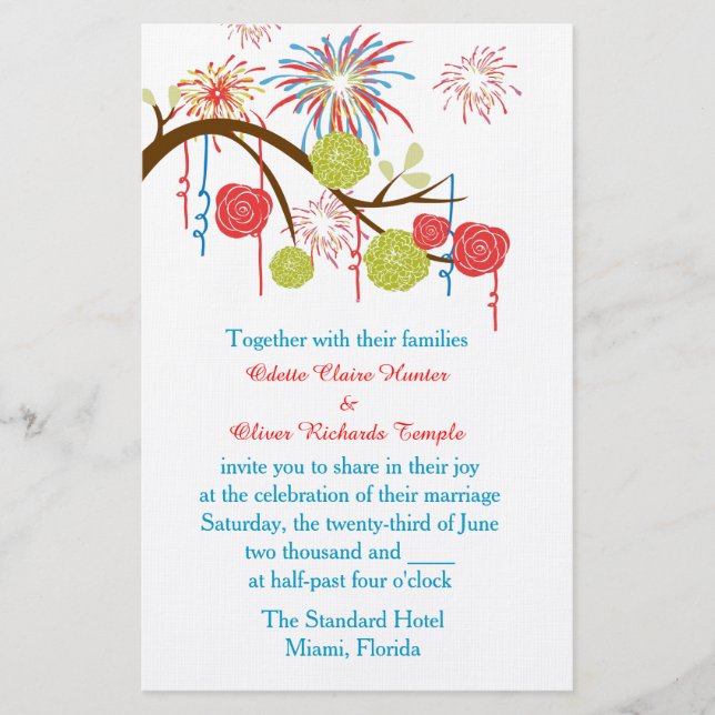 Papeterie Invitation de mariage Fiesta Wonderland (Devant)
