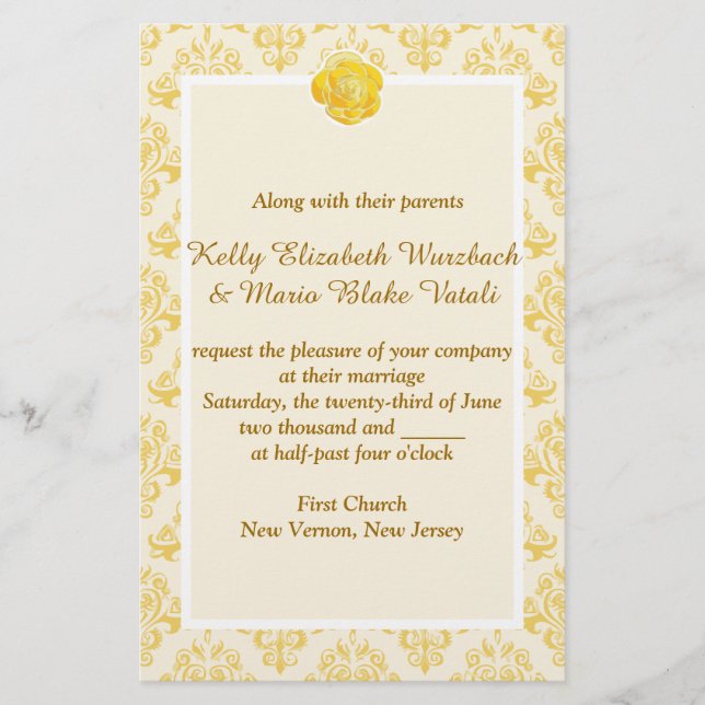 Papeterie Invitation de mariage florale jaune (Devant)