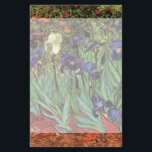 Papeterie Irises de Vincent van Gogh, Jardin Vintage<br><div class="desc">Irises (1889) de Vincent van Gogh est une peinture vintage à fleurs de paysage de post impressionnisme d'art, représentant un jardin aux iris à barbe violet poussant par des pavots orange. Une seule fleur d'iris blanc fleurit au bord. À propos de l'artiste : Vincent Willem van Gogh (1853-1890) fut l'un...</div>