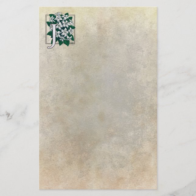 Papeterie J pour le monogramme de fleur de jasmin (Devant)