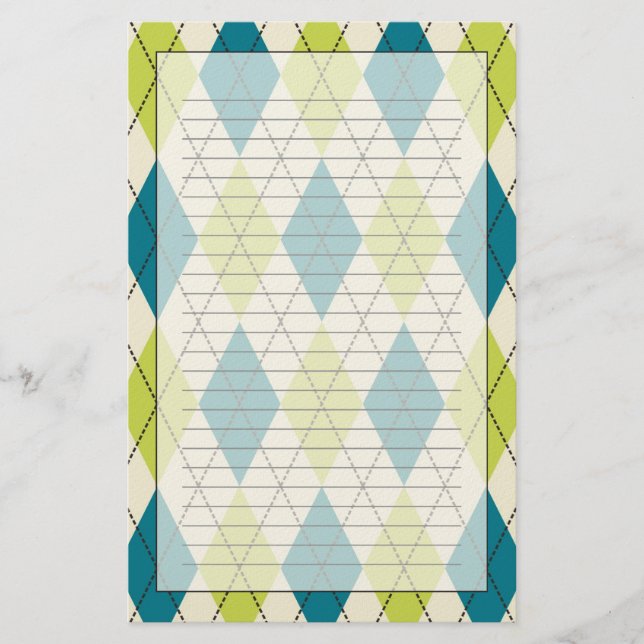 Papeterie Jacquard bleu et vert (Devant)