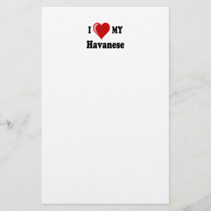 Papeterie J'aime (coeur) mon chien de Havanese