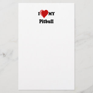 Papeterie J'aime (coeur) mon chien de Pitbull