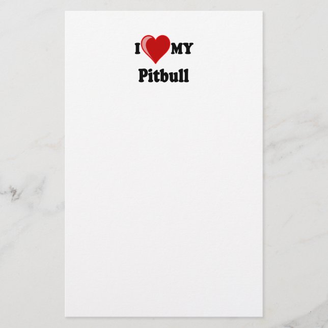 Papeterie J'aime (coeur) mon chien de Pitbull (Devant)