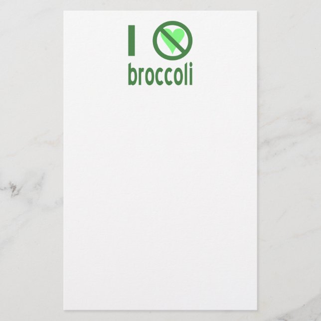 Papeterie Je déteste le brocoli Texte vert (Devant)