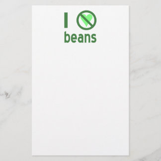 Papeterie Je déteste les haricots Texte vert