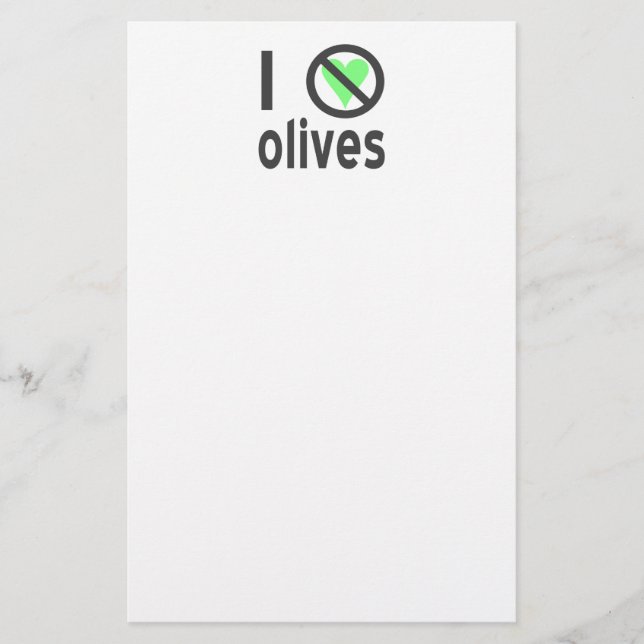 Papeterie Je déteste les olives, pas d'amour (Devant)