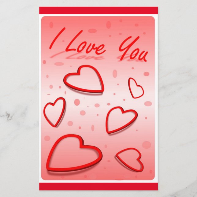 PAPETERIE "JE T'AIME" COEURS (Devant)
