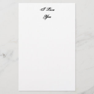 Papeterie Je T'Aime. Dans une police de script. Noir et Blan