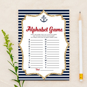 Papeterie Jeu de Baby shower Alphabet bleu marine