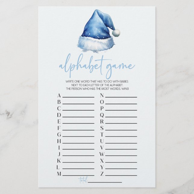 Papeterie Jeu de Baby shower Alphabet de Noël de Santa Hat (Devant)