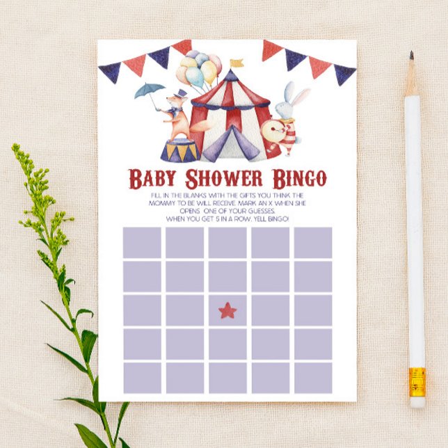 Papeterie Jeu de Baby shower de Bingo du Carnaval de cirque (Créateur téléchargé)