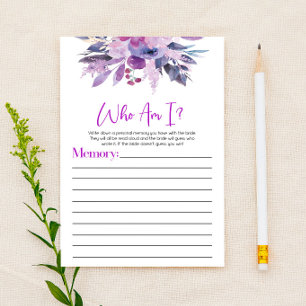 Papeterie Jeu de Baby Shower Mariage Fleurs Florales Violett