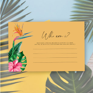 Papeterie Jeu de baby shower tropical floral - Qui suis-je p