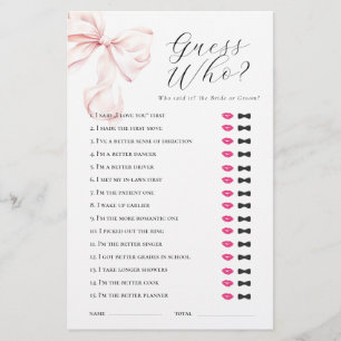 Papeterie Jeu de devinette de mariage à ruban rose