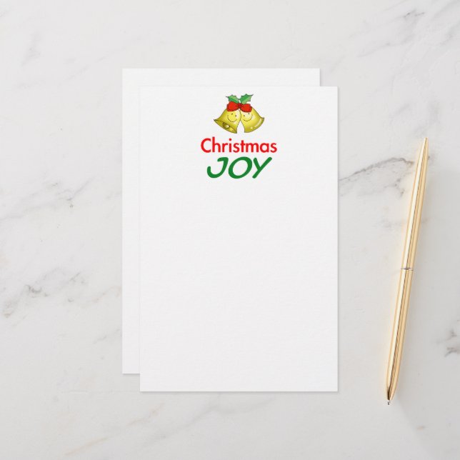 Papeterie Joie de Noël (clochettes de houx) (Devant/Arrière en situation)