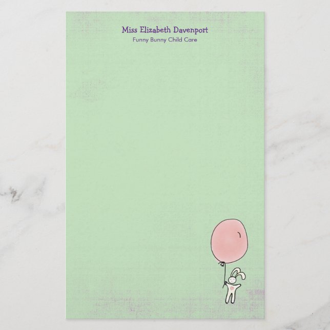 Papeterie Joli lapin tenant un ballon (Devant)