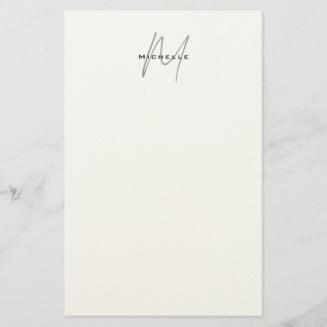 Papeterie Joli Monogramme Noir Blanc Gris Calligraphie (Devant)