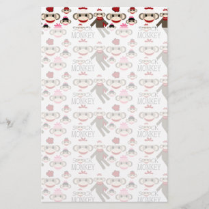 Papeterie Joli Motif de collage de singes rouges et roses