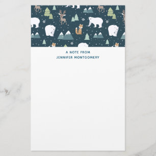 Papeterie Joli Noël Animaux d'hiver Motif rustique